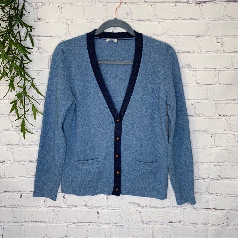 Wallace wool blend blue grandpa cardigan‎